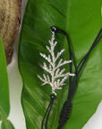 Real Cypress Leaf Silver Cord Bracelet, Handmade Nature Jewelry, Adjustable Botanical Cord Bracelet, Gift for Endurance & Hope, Gold or Sterling Silver 925
