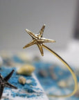 Nature-Inspired Starfish Bracelet, Two Tone Silver and Gold (Adjustable Cuff)-1