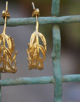 Real Araucaria Leaf Hoop Earrings, Handmade Nature Jewelry, Organic Botanical Hoops, Unique Gift for Nature Lovers, Gold or Sterling Silver 925