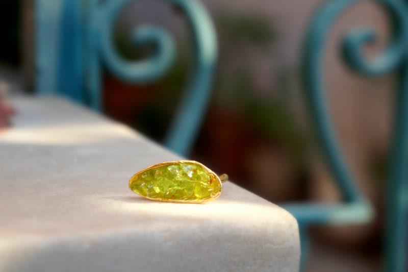 Nature Inspired Sterling Silver Ring, Mussel Shell, Green Murano Glass (Women’s)-2