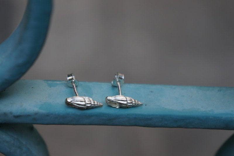 Sterling Silver Sea Shell Earrings: Dainty Nature-Inspired Studs-4