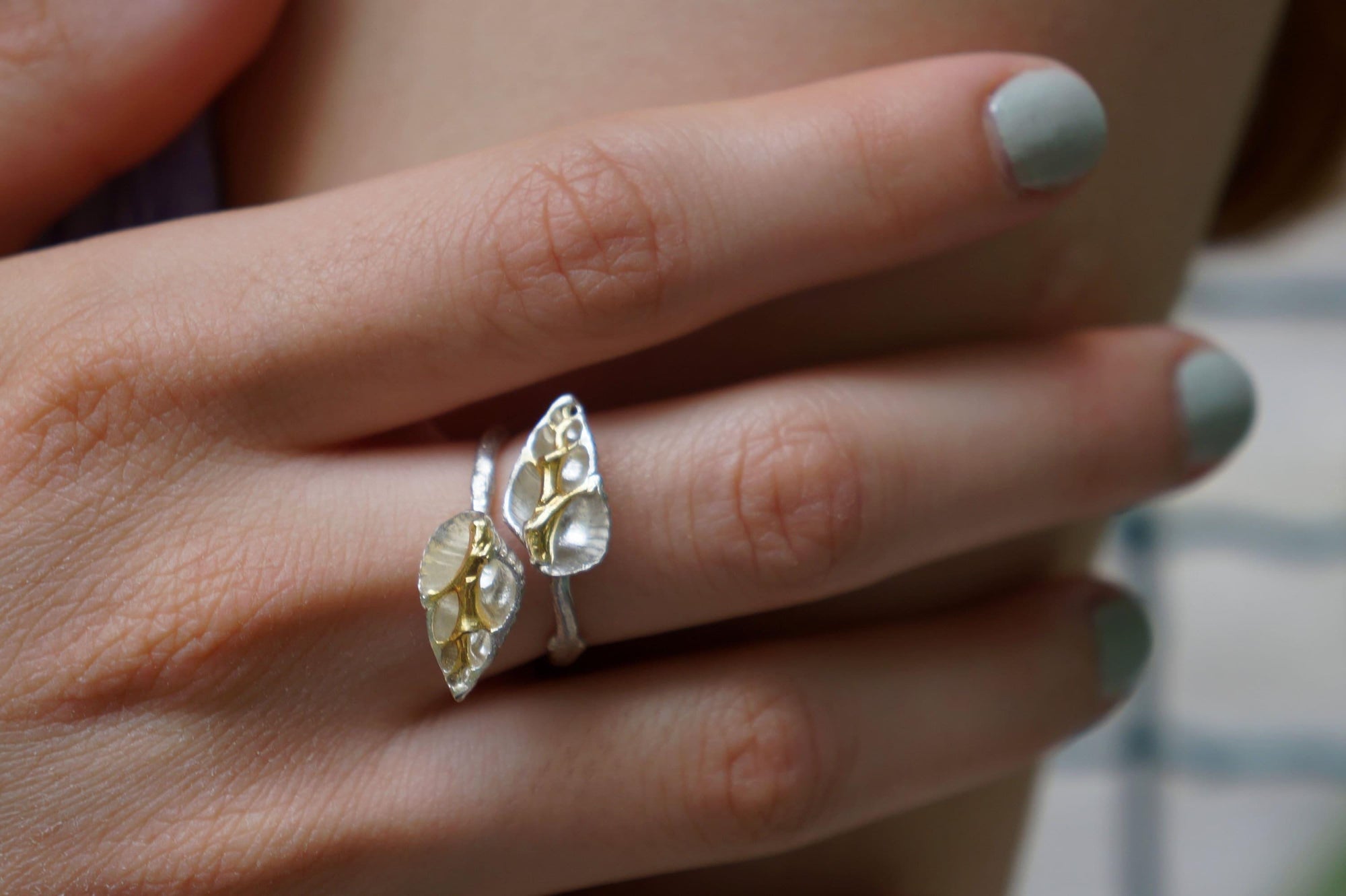 Real Sea Shell Silver Ring, Handmade Nature Jewelry, Organic Nature Band, Gift for Longevity &amp; Evolution, Sterling Silver 925
