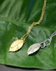 Rose Leaf Necklace, Gold-Plated Sterling Silver, Nature-Inspired Jewelry Gift for Women-1