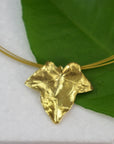 Gold Ivy Leaf Pendant, Handmade Nature Jewelry, Organic Forest Necklace, Gift for Longevity & Luck, Eco Sustainable Sterling Silver 925