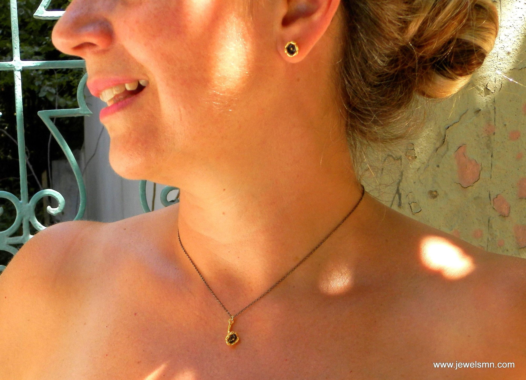 Lily of the Valley Pendant: Woodland Jewelry (Black Rhodium & Gold Plated)-1