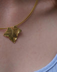 Gold Ivy Leaf Pendant, Handmade Nature Jewelry, Organic Forest Necklace, Gift for Longevity & Luck, Eco Sustainable Sterling Silver 925