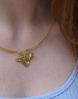 Gold Ivy Leaf Pendant, Handmade Nature Jewelry, Organic Forest Necklace, Gift for Longevity & Luck, Eco Sustainable Sterling Silver 925