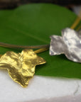 Gold Ivy Leaf Pendant, Handmade Nature Jewelry, Organic Forest Necklace, Gift for Longevity & Luck, Eco Sustainable Sterling Silver 925