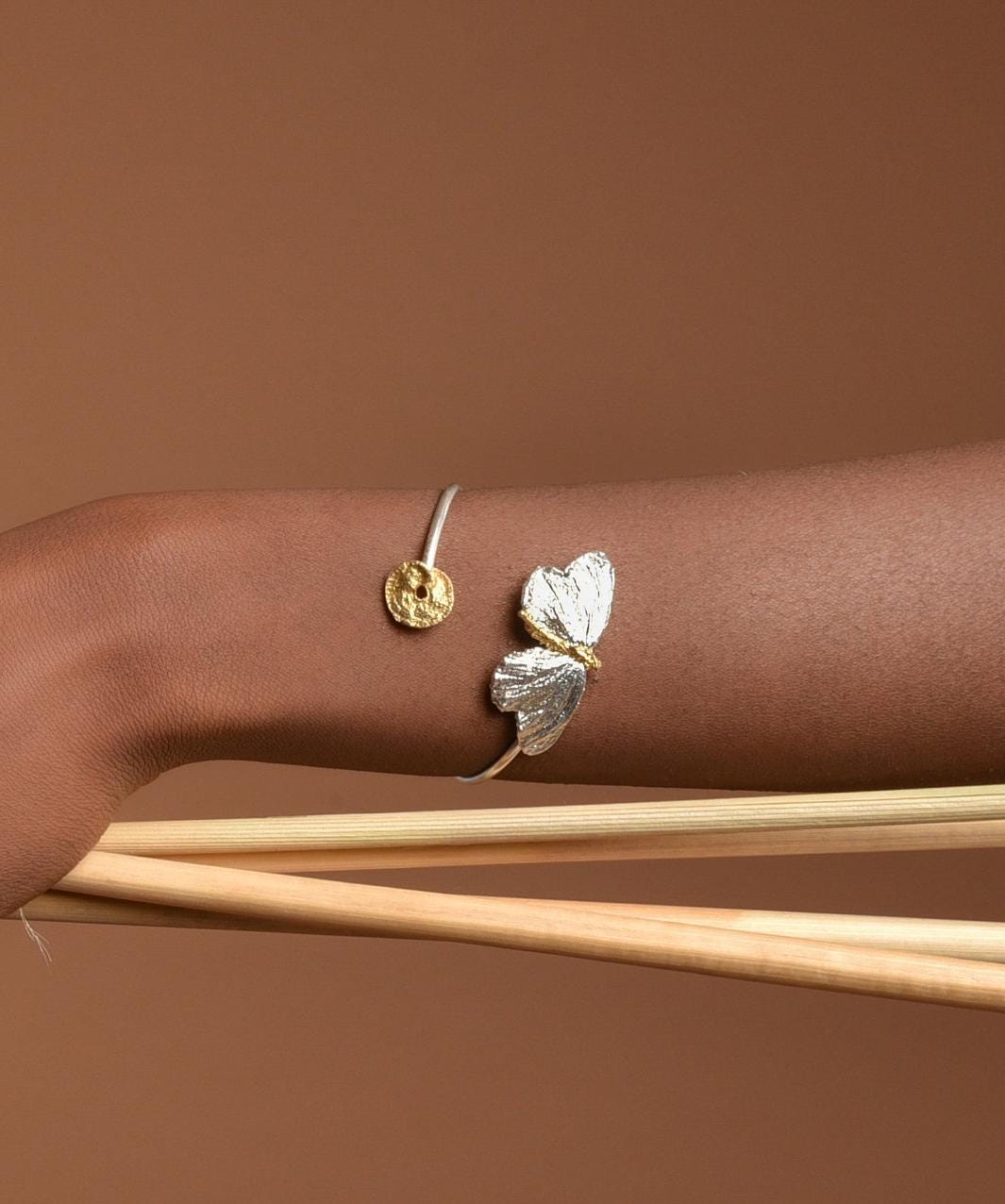 Sterling Silver Butterfly Cuff Bracelet - Artisan Nature Jewelry