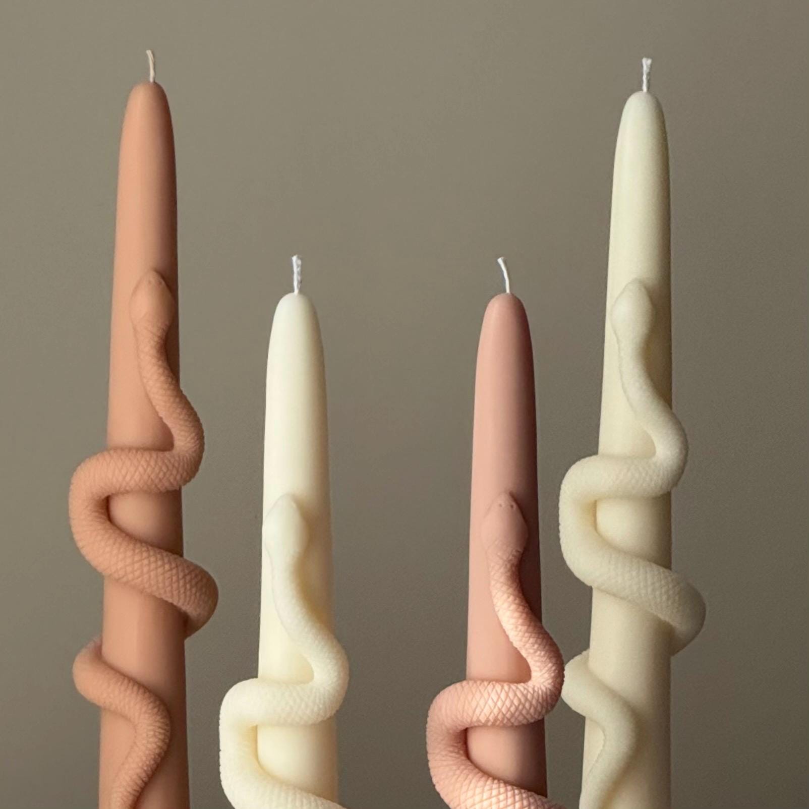 Snake Taper Soy Wax Candle: Decorative Column Pillar Candle-2