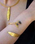 Real Olive Branch Gold Bangle Bracelet, Handmade Nature Jewelry, Organic Forest Cuff, Unique Gift for Nature Lovers, 14K Gold Plated Sterling Silver 925