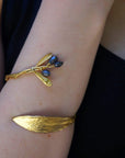 Real Olive Branch Gold Bangle Bracelet, Handmade Nature Jewelry, Organic Forest Cuff, Unique Gift for Nature Lovers, 14K Gold Plated Sterling Silver 925