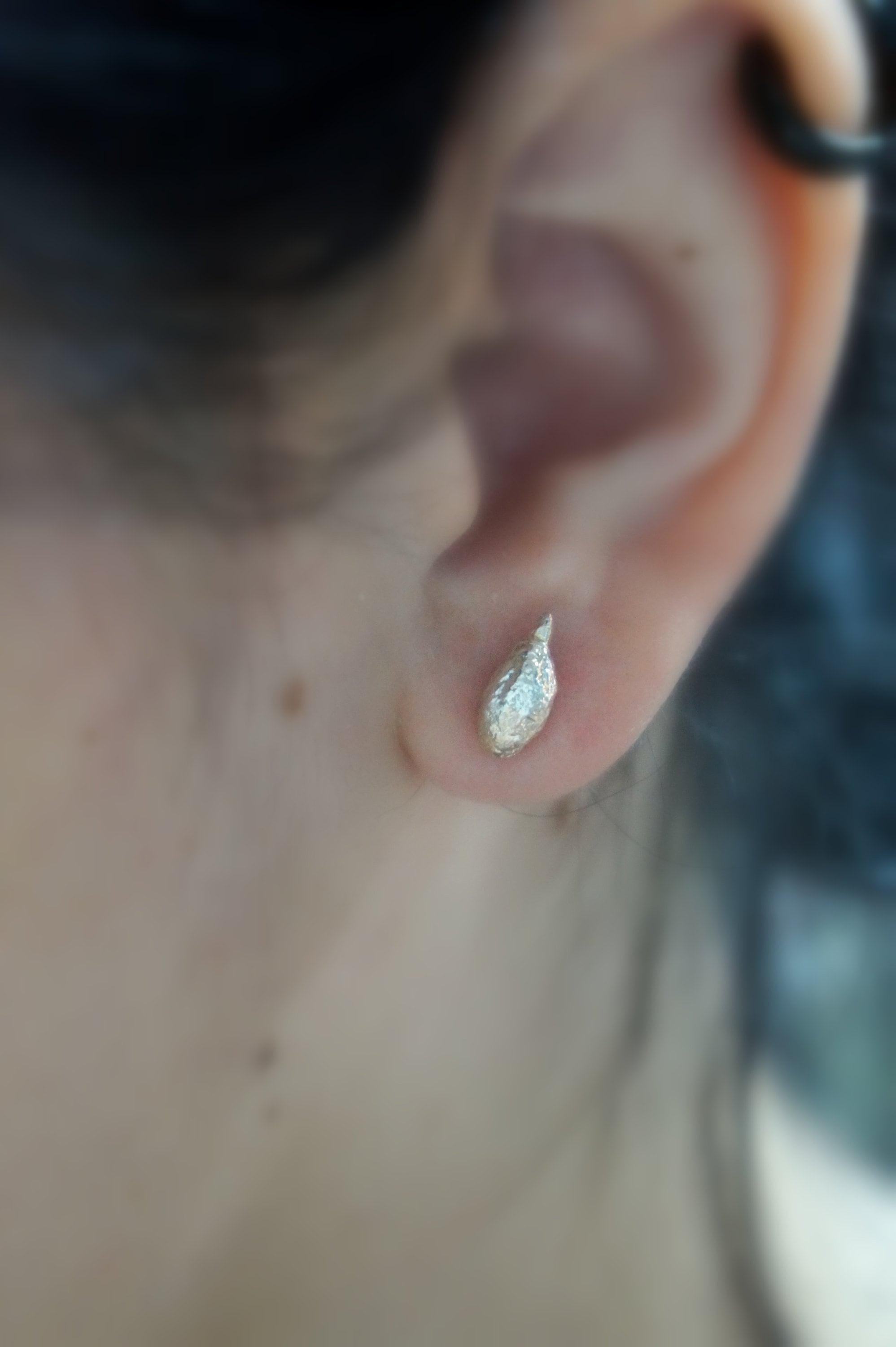 Olive Fruit Earrings: Minimalist Sterling Silver Studs (Tiny Size)-1