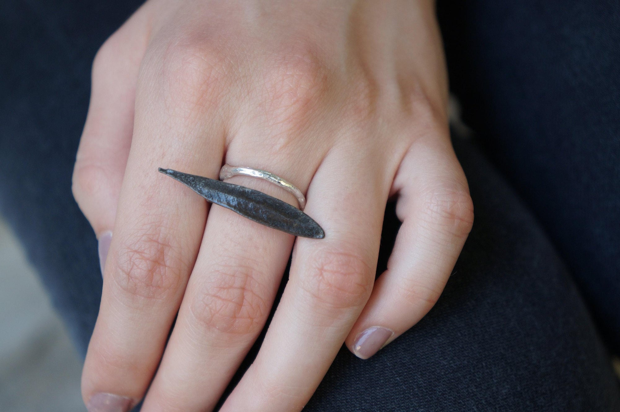 Real Olive Leaf Silver Ring, Handmade Nature Jewelry, Organic Botanical Band, Gift for Peace &amp; Protection, Gold or Sterling Silver 925