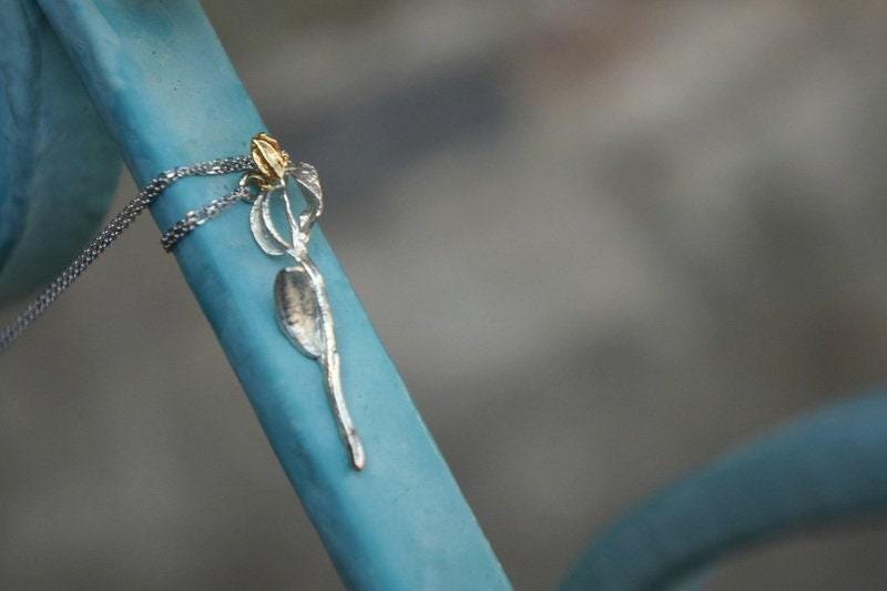 Real Olive Branch Silver Pendant Necklace, Handmade Nature Jewelry, Organic Botanical Pendant, Gift for Peace &amp; Protection, Sterling Silver 925