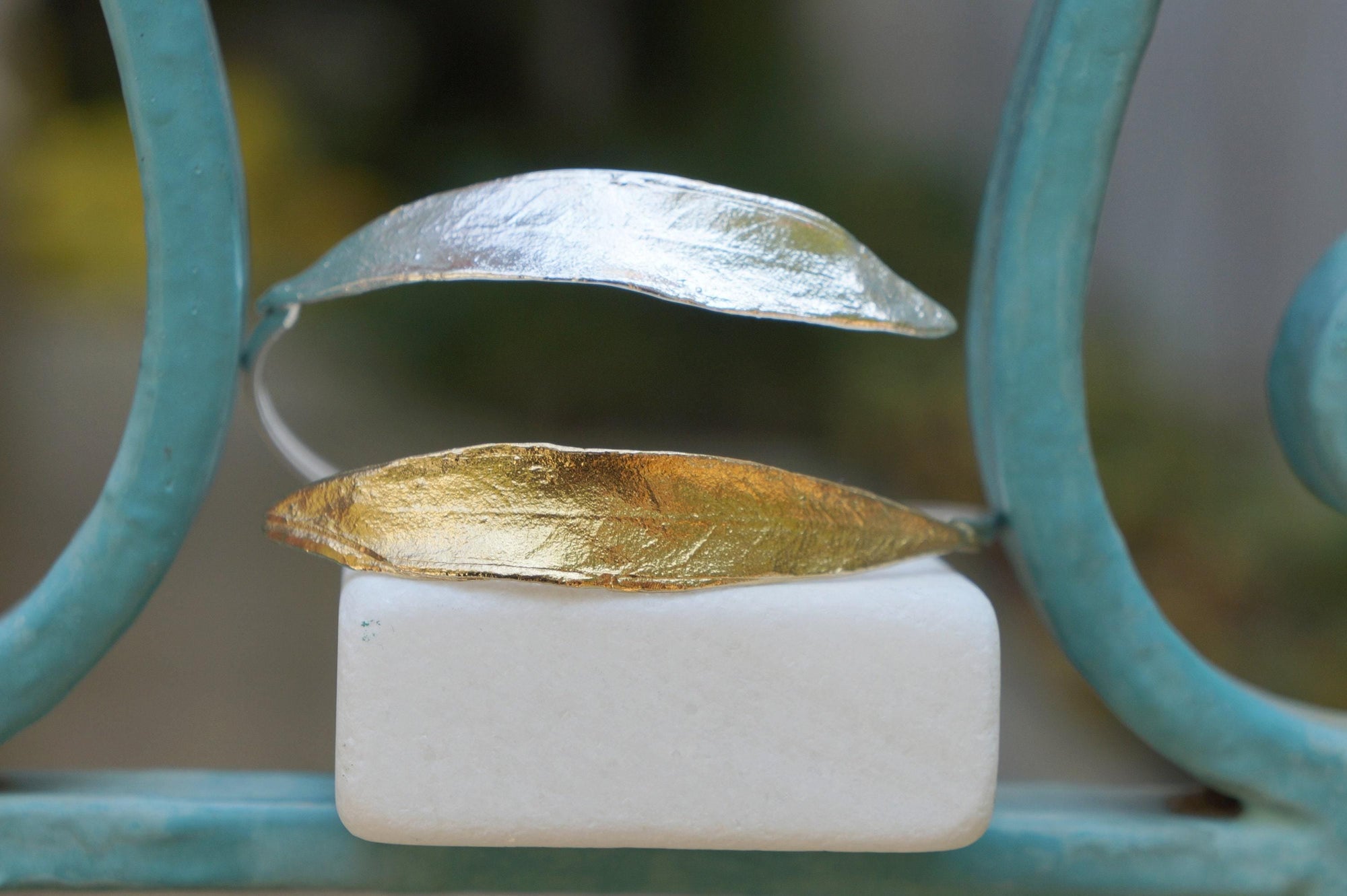 Gold Olive Leaf Bracelet, Gold-Plated Sterling Silver Jewelry, Silver Cuff, Gift for Her, Birthday Gift for Women, Handmade Jewelry-2