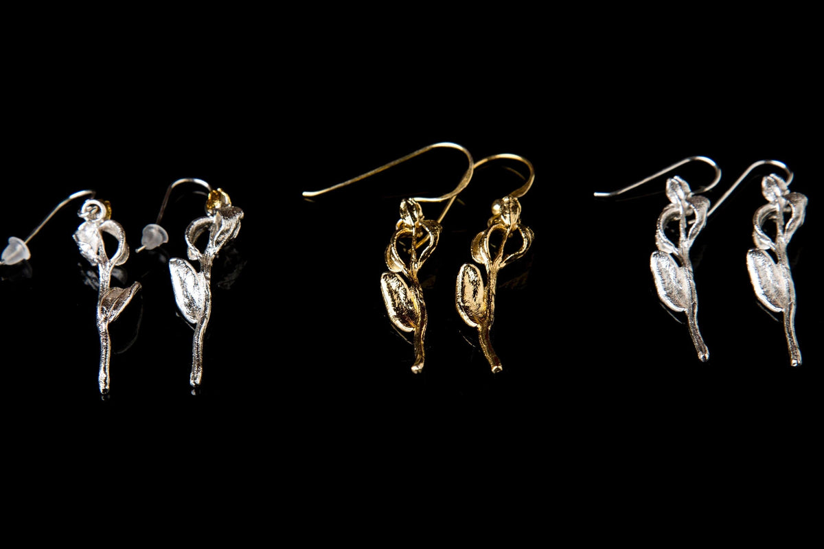 Real Olive Branch Gold Earrings, Handmade Nature Jewelry, Organic Nature Earrings, Gift for Peace &amp; Protection, Gold or Sterling Silver 925