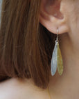 Olive Leaf Earrings: Sterling Silver Dangles - Mixed Metal Finish-4