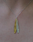 Botanical Two Tone Necklace, Olive Leaves Pressed (Sterling Silver)-1