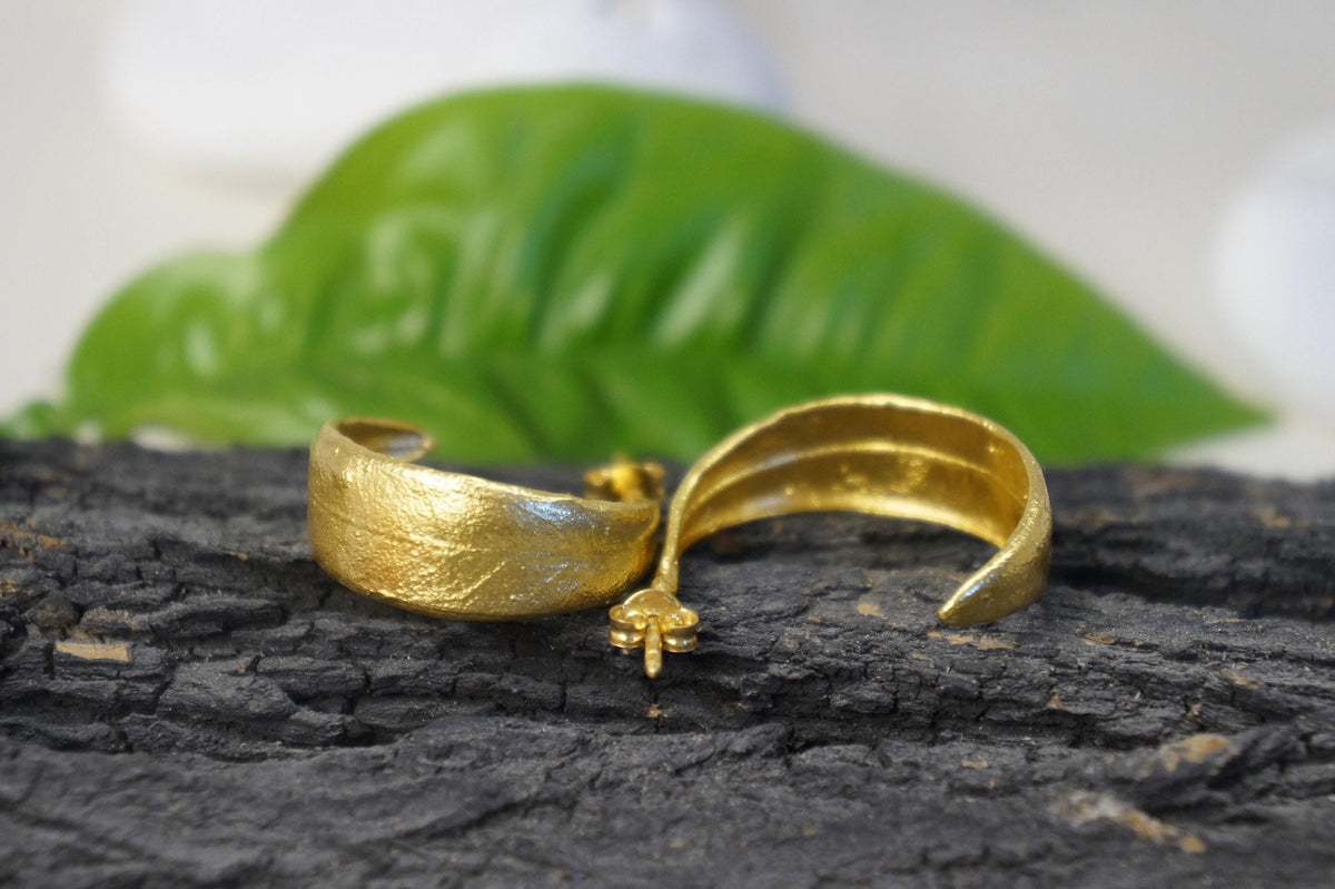 Real Olive Leaf Hoop Earrings, Handmade Nature Jewelry, Organic Botanical Hoops, Gift for Peace &amp; Protection, Gold or Sterling Silver 925