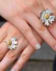 Sterling Silver Daisy Ring - Adjustable Floral Design-0