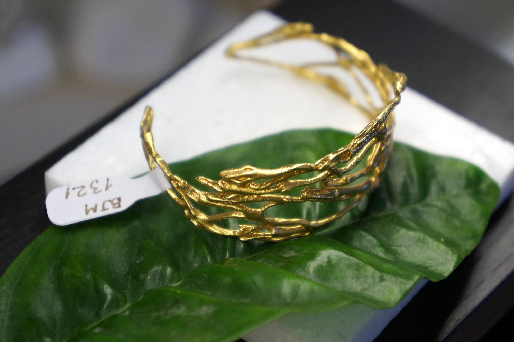 Gold Branch Bracelet, Gold-Plated Sterling Silver Jewelry, Jasmine Branch Bracelet, Handmade Gift for Her, Birthday Gift for Women-3
