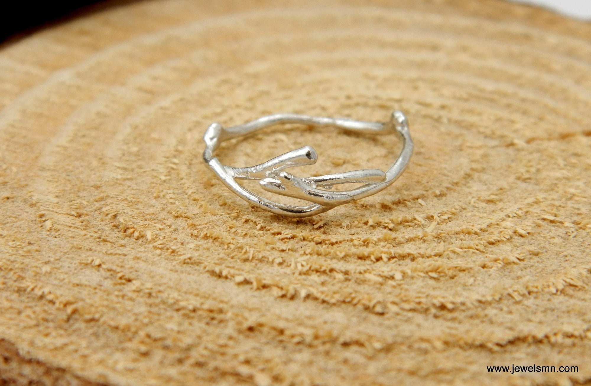 Silver Jasmine Ring, Sterling Silver Jewelry, Jasmine Branch Ring, Band Jewelry, Gift for Her, Birthday Gift for Women, Handmade Jewelry-2