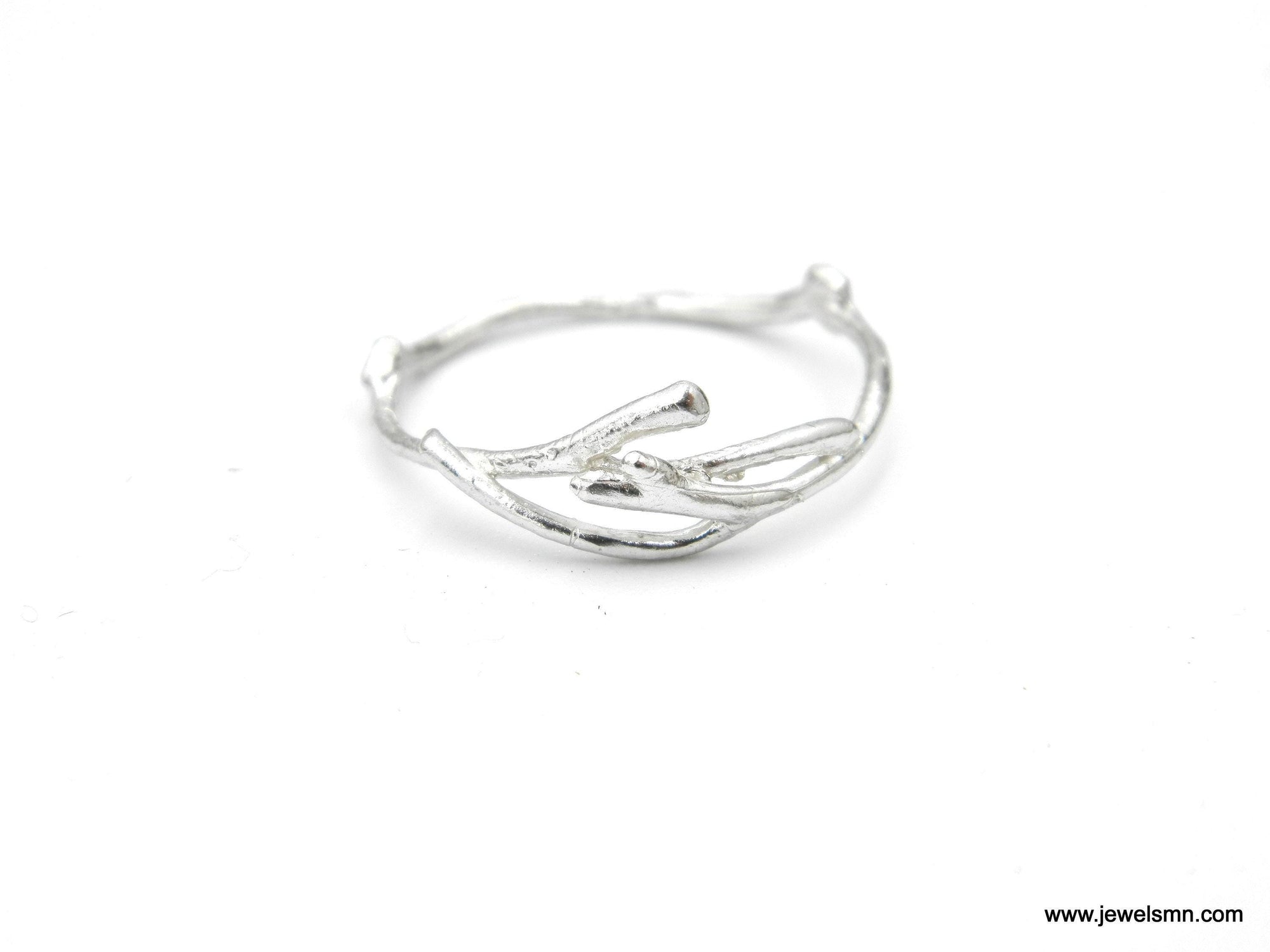 Silver Jasmine Ring, Sterling Silver Jewelry, Jasmine Branch Ring, Band Jewelry, Gift for Her, Birthday Gift for Women, Handmade Jewelry-3