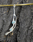 Jasmine Twig Necklace: Floral Nature Jewelry (Sky Blue Raw Murano)-4