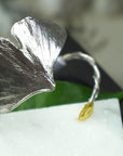 Real Ginkgo and Rose Leaf Silver Cuff Bracelet, Handmade Nature Jewelry, Organic Forest Cuff, Unique Gift for Nature Lovers, Gold or Sterling Silver 925