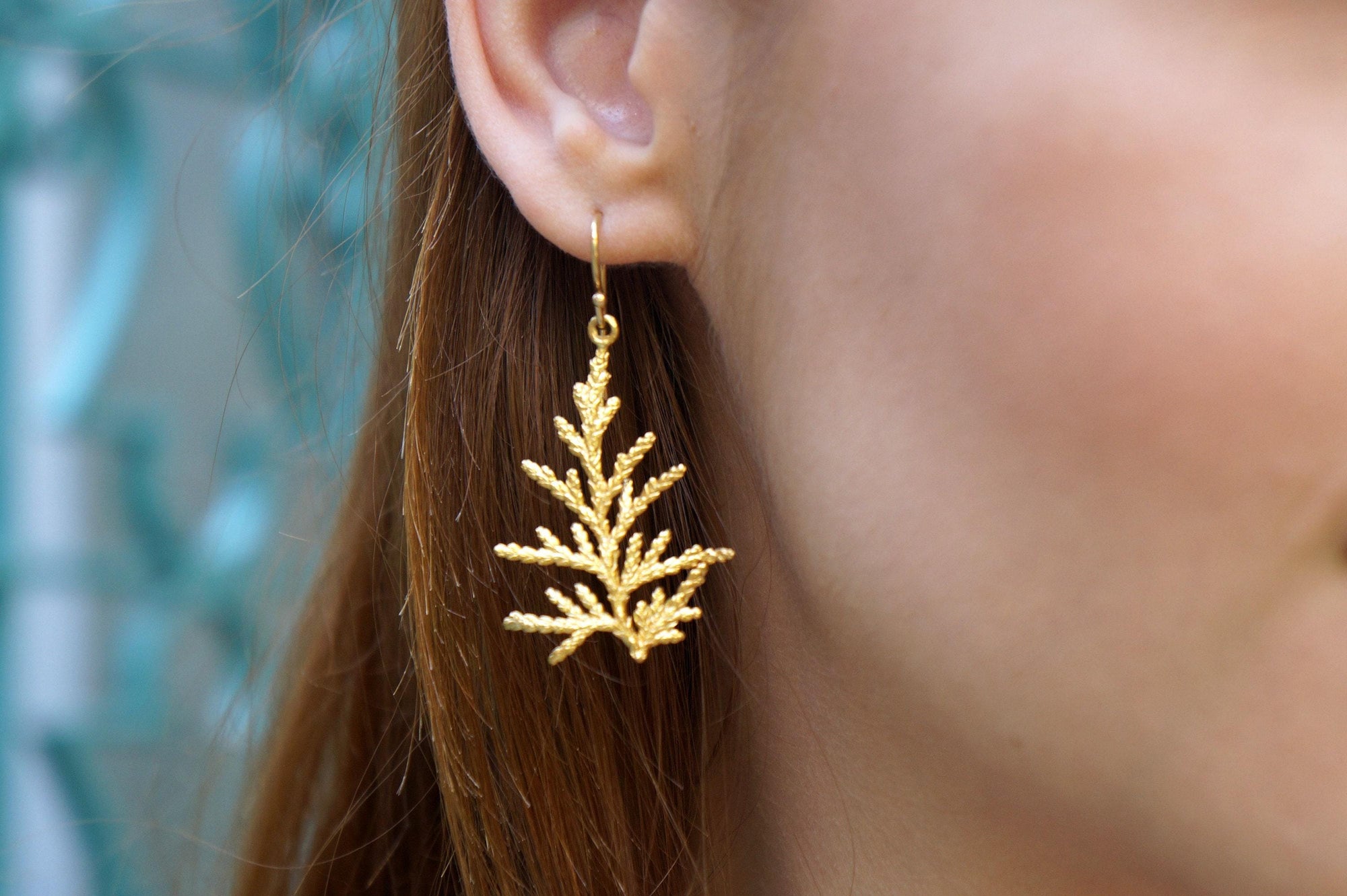 Cypress Leaf Earrings: Lightweight Dangle - Gold or Silver-0