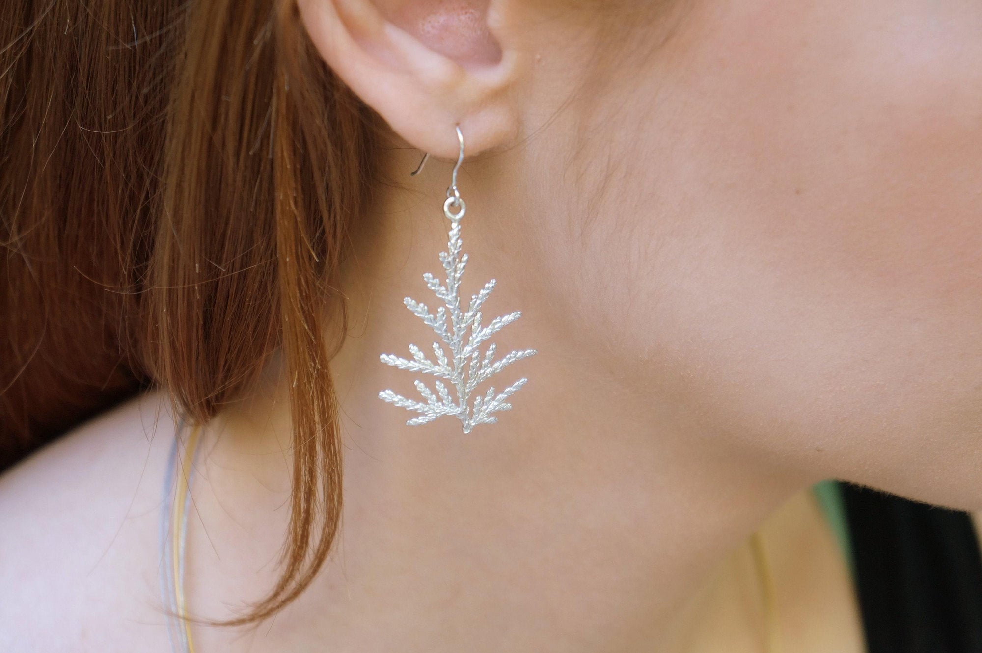 Cypress Leaf Earrings: Lightweight Dangle - Gold or Silver-3