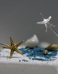 Gold Starfish Bracelet, Two-Tone Silver and Gold, Nature Inspired Jewelry Gift for Women-3