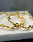Mimosa Twig Hoop Earrings: Gold Plated Recycled Silver, Nature Inspired-0