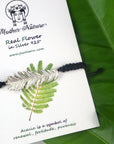 Real Acacia Leaf Cord Bracelet, Handmade Nature Jewelry, Adjustable Botanical Cord Bracelet, Gift for Renewal & Fortitude, Gold or Sterling Silver 925