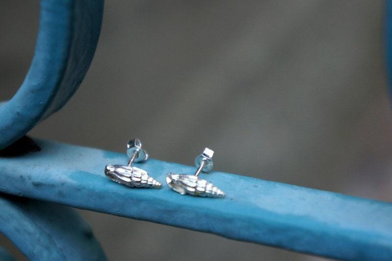 Sterling Silver Sea Shell Earrings: Dainty Nature-Inspired Studs-1