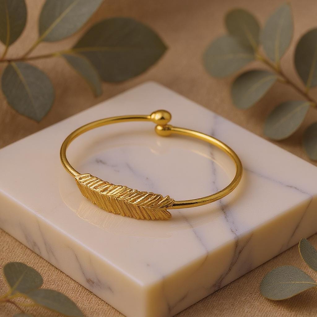 Real Leaf Gold Bracelet, Handmade Nature Jewelry, Organic Botanical Bracelet, Gift for Renewal &amp; Fortitude, 14K Gold Plated Brass