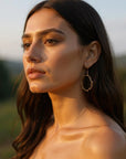 Real Mimosa Leaf Gold Hoop Earrings with Black Rhodium Detail, Handmade Nature Jewelry, Organic Botanical Hoops, Gift for Renewal & Fortitude, Sterling Silver 925
