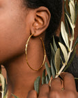 Gold Olive Branch Hoops, Handmade Nature Jewelry, Botanical Tree Earrings, Gift for Luck & Success, Eco Sustainable Sterling Silver 925