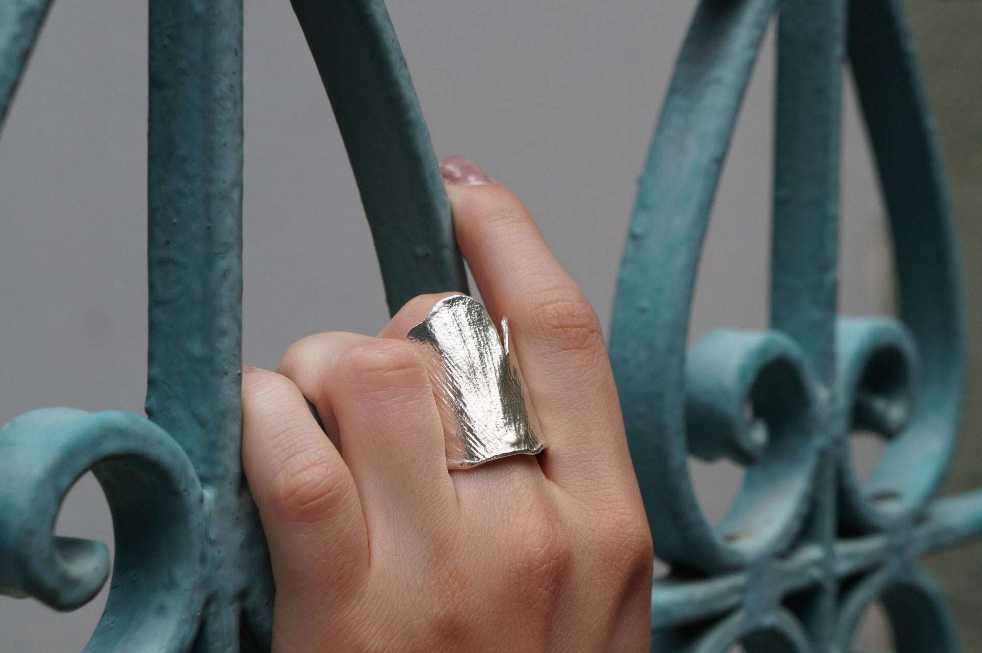 Gold Ginkgo Biloba Leaf Ring, Handmade Statement Jewelry, Organic Nature Band, Boho Gift for Luck &amp; Health, Sterling Silver 925