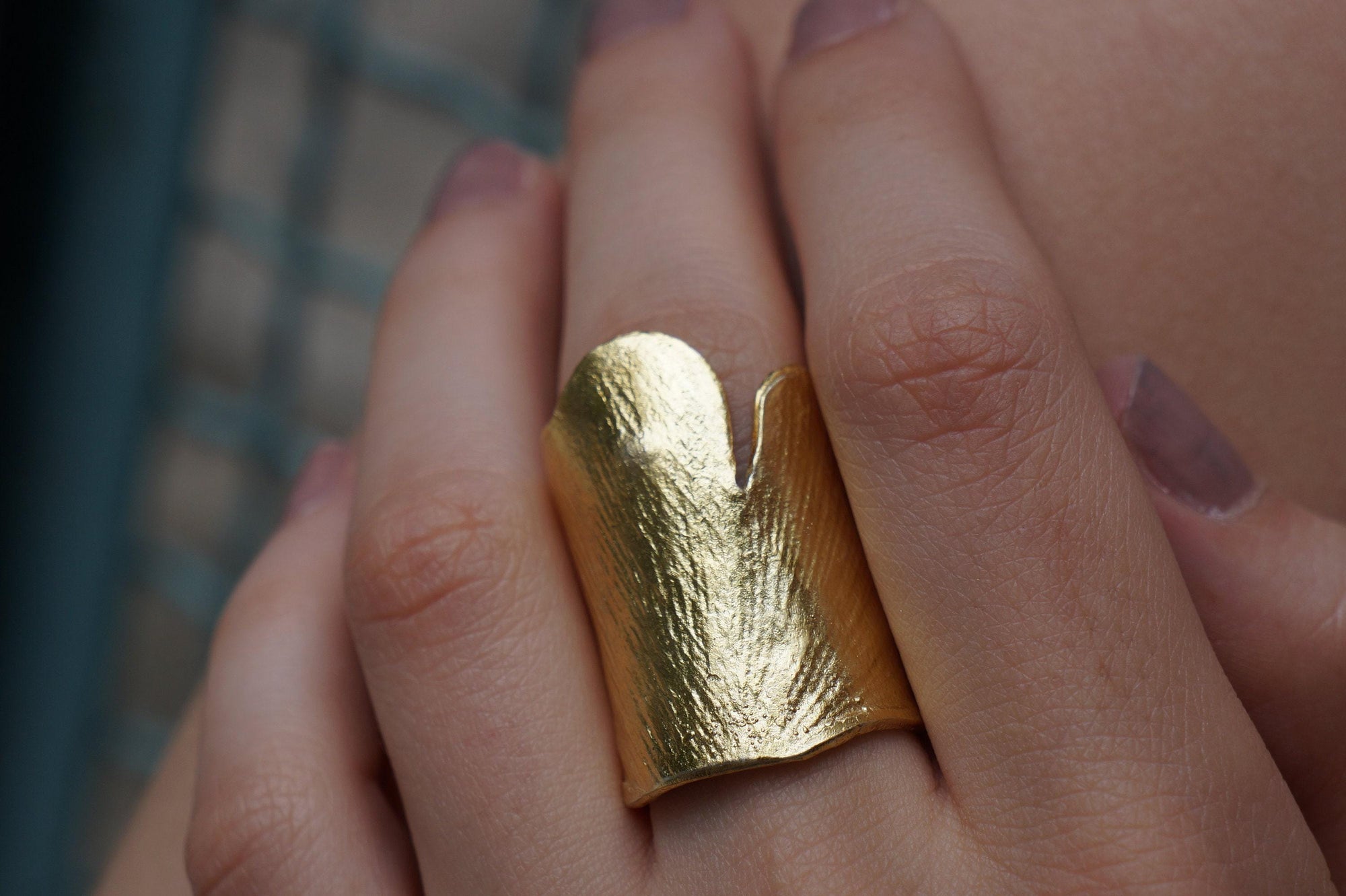 Gold Ginkgo Biloba Leaf Ring, Handmade Statement Jewelry, Organic Nature Band, Boho Gift for Luck &amp; Health, Sterling Silver 925