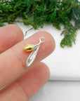 Olive Leaf Necklace, Handmade Minimalist Jewelry, Organic Tree Pendant, Gift for Success & Health, Two-Tone Gold and Sterling Silver 925
