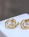 Women gift jewelry,Spiral Stud Earrings, Jasmine Twig in sterling silver 925 or 14k Gold Plated.Spiral symbol of life's unfolding journey.