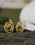 Women gift jewelry,Spiral Stud Earrings, Jasmine Twig in sterling silver 925 or 14k Gold Plated.Spiral symbol of life's unfolding journey.