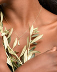 Minimalist Olive Leaf Gold Necklace, Handmade Nature-Inspired Jewelry, Organic Tree Pendant, Gift for Health & Luck, Sterling Silver 925