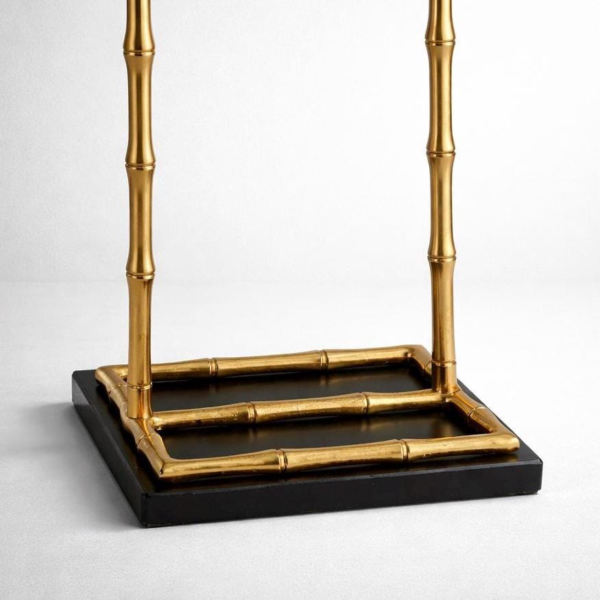 Luxury Dressboy Vintage Brass &amp; Black Leather Valet Suit &amp; Clothes Stand