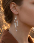 Real Jasmine Branch Earrings, Handmade Nature Jewelry, Organic Statement Dangles, Eco Gift for Purity & Luck, Gold or Sterling Silver 925