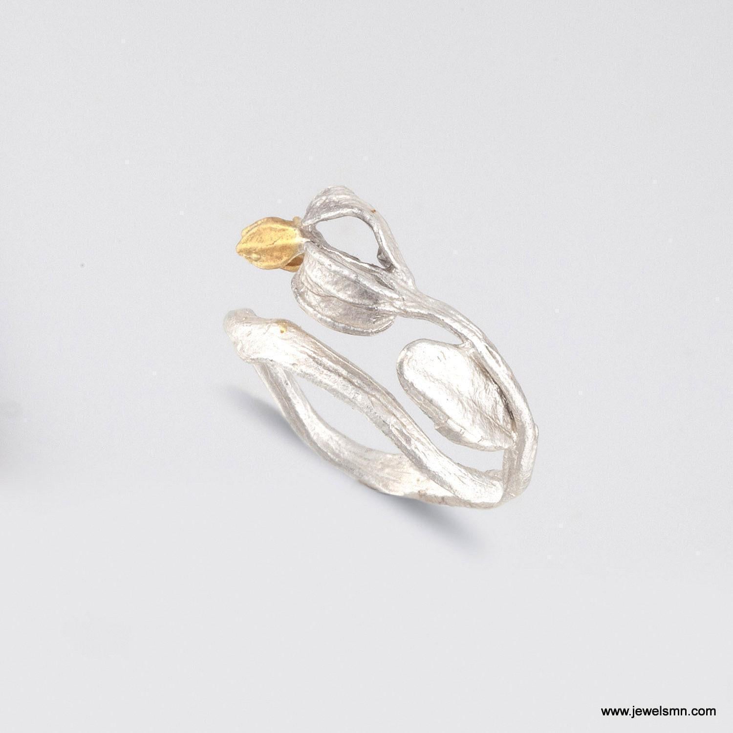 Real Olive Branch Ring, Handmade Nature Jewelry, Organic Tree Twig, Gift for Victory &amp; Health, Eco Sustainable Sterling Silver 925