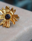 Nature Inspired Daisy Ring - Gold Plated Recycled Brass with Black Rhodium
