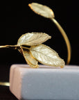 Real Rose Leaves Bracelet, Handmade Nature Jewelry, Organic Forest Cuff, Gift for Passion & Health, Eco Sustainable Gold on Brass